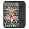 thumbnail image 2 of Renewold American Tribal Highland Cow Hibiscus Car Center Console Pad Universal Automotive Comfortable Console Armrest Cushion Cover Universal Car Accessory Decor, 2 of 4