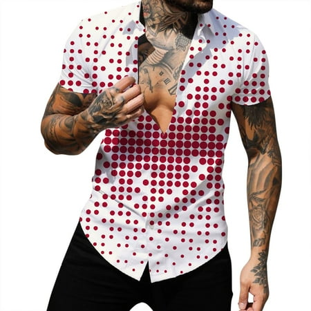 

Men Spring Summer Single Casual Lapel Full Print Beach Short Sleeve Vacation Outdoor Holiday Shirt Pajama Shirt