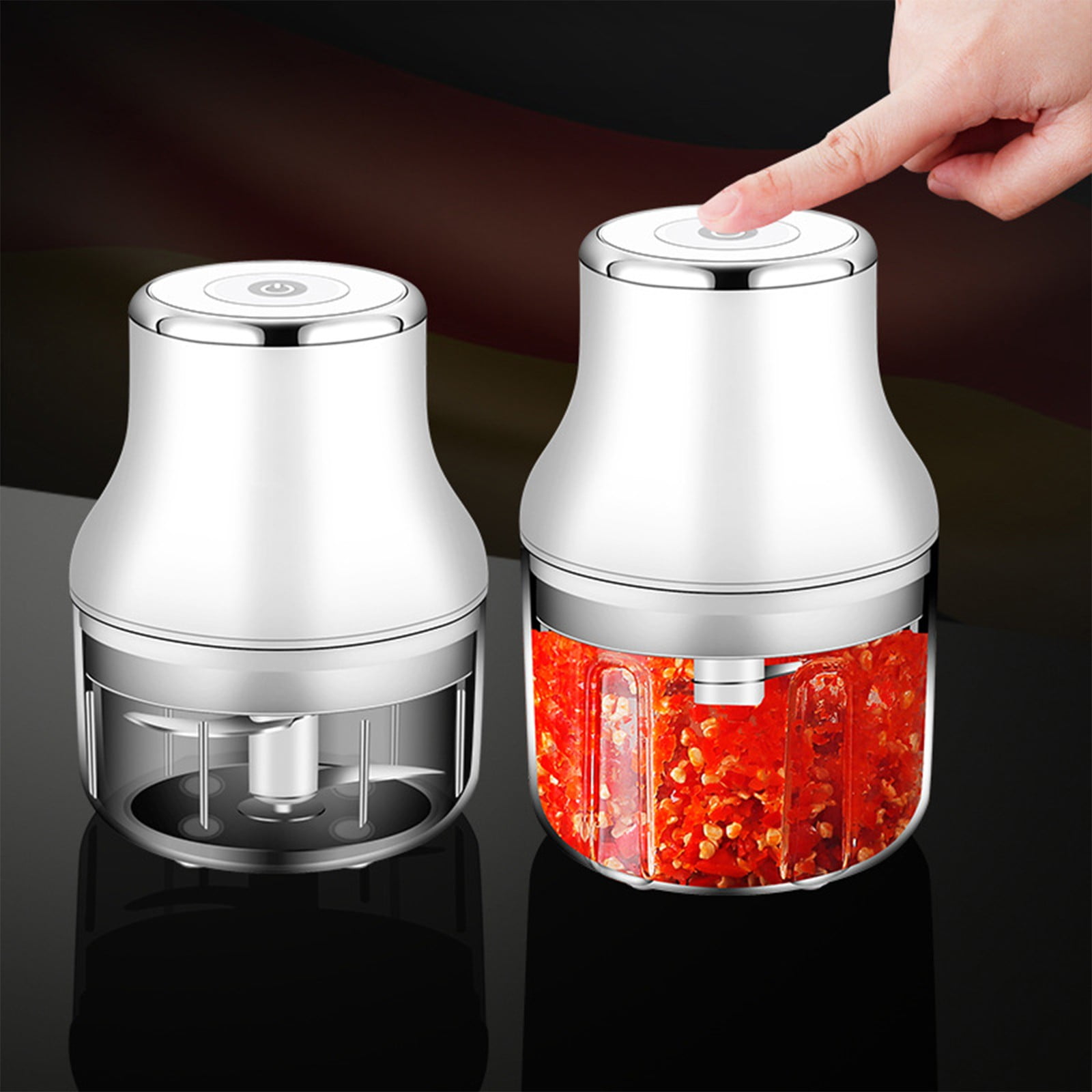 Mini Food Processor for Vegetables, Garlic, Ginger, and Chili with Pull-Cord Operation and Easy-Clean Design