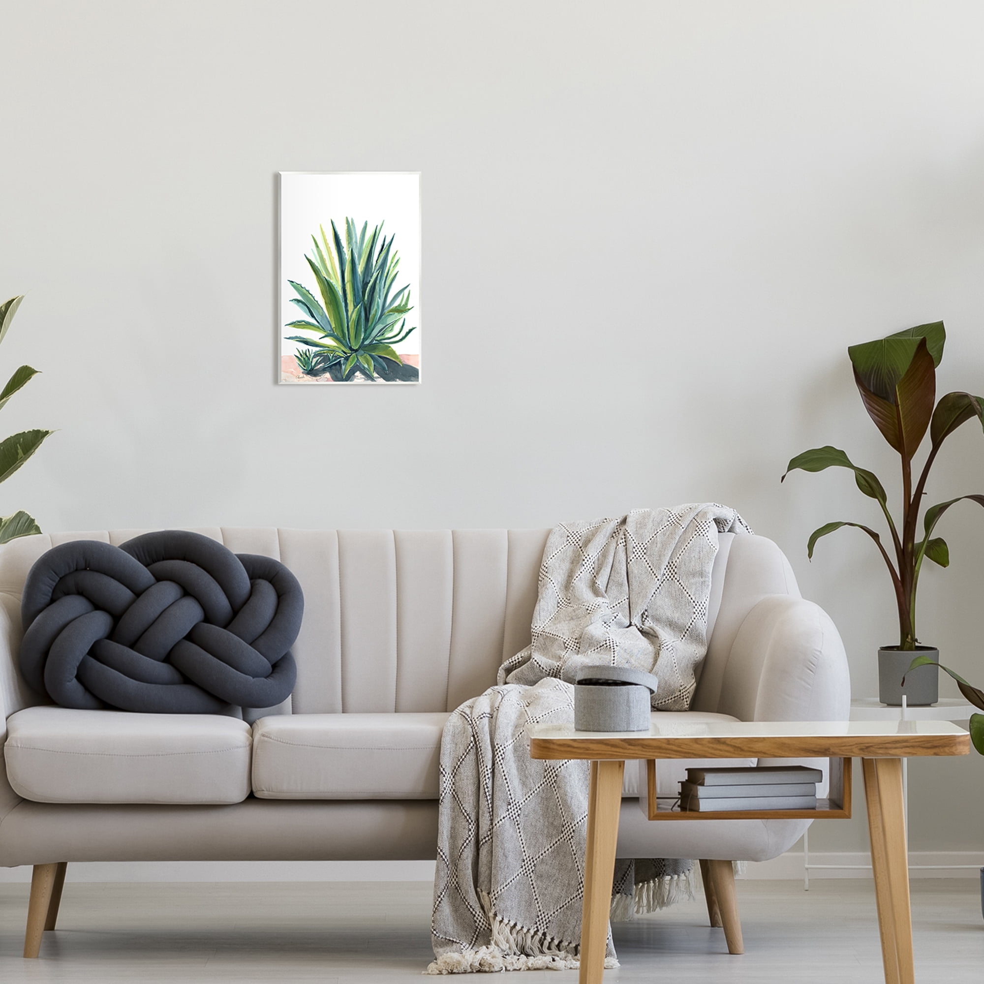 Stupell Aloe Plant Botanical Leaves Botanical & Floral Painting Wall Plaque Unframed Art Print Wall Art