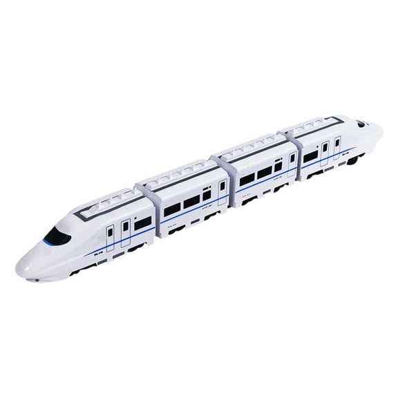 CZSCPDAW Electric High-Speed Train Toy with Flashing Lights and Automatic Direction Change for Kids Ages 3 , White and Blue