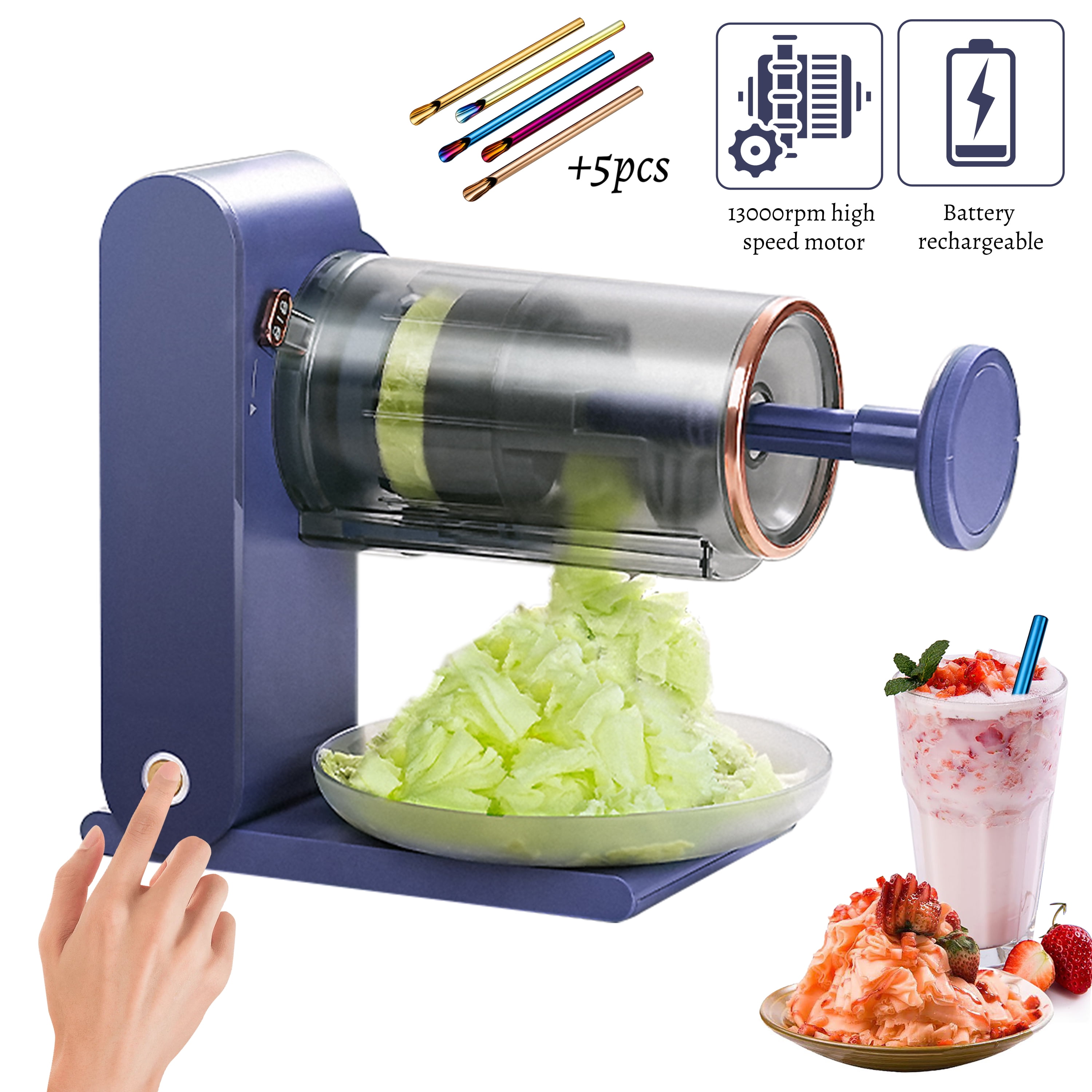 WZCPCV 2000Ahm Rechargeable Shaved Ice Machine, 13000 RPM Snow Cone