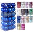 thumbnail image 1 of Bola de Navidad Bola de decoración de árbol de Navidad inastillable Adornos de bolas de Navidad Bola de decoración de fiesta de boda de vacaciones 1,6 "(4 cm) Juego de 36 piezas (azul, 1 of 4