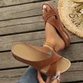 thumbnail image 4 of DIVVce Crisscross Cutout Wedge Slide Sandals For Women Open Toe Slip On Comfort Stitched Casual Footwear, 4 of 7