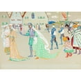 thumbnail image 3 of Wassily Kandinsky 18x14 Black Modern Framed Museum Art Print Titled - The Young Couple (1904), 3 of 5