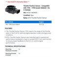thumbnail image 2 of Throttle Position Sensor - Compatible with 1996 - 1998 Suzuki Sidekick 1.8L 4-Cylinder 1997, 2 of 2