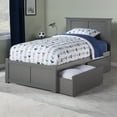 thumbnail image 1 of Madison Lit Plateforme Simple en Bois avec Pied de Lit et Tiroirs de Rangement, Gris, 1 of 17