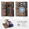 thumbnail image 4 of CaseMe Leather Case for iPhone 17 Pro Max,2 in 1 Detachable Wallet Case with 8-Card Holder Zipper Bills Slot,Magnetic Shockproof Flip Leather Cover Zipper Pocket Phone Cases,Brown, 4 of 11