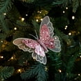 thumbnail image 4 of CuiLiyq 3 PCS Glitter Butterfly Christmas Tree Ornaments, Xmas Butterflies Wall Hanging Decor with Clips, Butterfly Hair Clip Craft Xmas Ornaments for Christmas Tree Wreath (Pink), 4 of 6