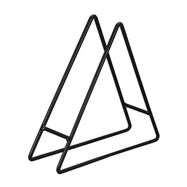 Portavasos, 1uds - Hierro Metal Triángulo Posavasos Almacenamiento Estante para Ambos Redondo y Cuadrado, Capacidad para 4 Posavasos (Negro)