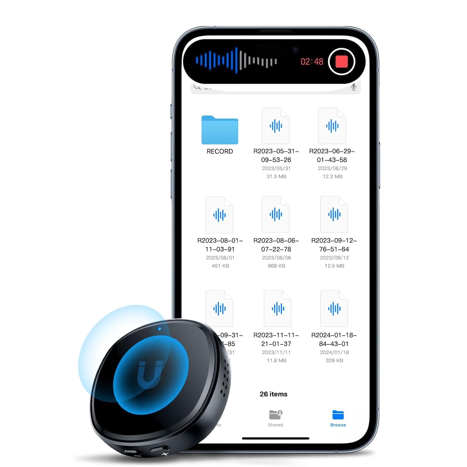 Prociv 64GB Voice Activated Recorder with Playback, Recording Device with Speaker Instant Playback, Audio Recorder Portable Voice Recorder for Lectures Meetings