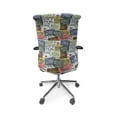 thumbnail image 5 of Ambesonne Retro Office Chair Cover Stretchable High Back, Vintage Travel Plate, Green Blue Yellow, 5 of 6