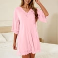 thumbnail image 6 of yillto Womens Lace Nightgown 3/4 Sleeve Sleepwear Nightshirts V Neck Comfy Nightdress Nightgowns, 6 of 7