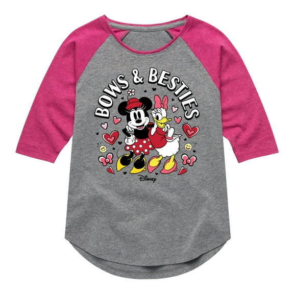 Disney - Bows And Besties - Toddler & Youth Girls Raglan Graphic T-Shirt
