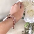 thumbnail image 2 of Band Strap for Apple Watch 38mm 40mm, Women Luxury Style Honeycomb Design Jewelry Stainless Steel Bangle Compatible for iWatch Apple Watch Series 6 5 4 3 2 1 SE (Rose Gold), 2 of 2