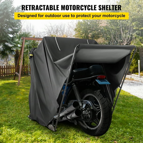 VEVORbrand Heavy Duty Motorcycle Storage Shed, Scooter Tent Shelter, Portable Waterproof Outdoor Garage, Anti-UV, 106" x 41" x 61", - Walmart.com