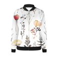thumbnail image 4 of Womens Lightweight Bomber Jackets Trendy Casual Long Sleeve Zip up Windbreaker Plus Size Loose Print Fall Fashion Work Jackets Coat with Pockets Plus Size White L, 4 of 5