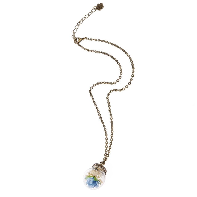 Flor Botella Bola De Cristal Hecha A Mano Seca Colgante Retro Clavícula Collar Azul Sunnimix Collar pendiente