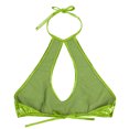 thumbnail image 3 of HULIJA Women's Shiny Metallic Keyhole Crop Top Halter Backless Rave Bandeau Vest Bra Clubwear Fluorescent Green One Size, 3 of 6