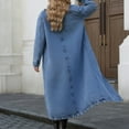 thumbnail image 3 of Womens Coats And Jackets Long Denim Overcoat Loose Button Down Jean Jacket (Blue XXXL), 3 of 6