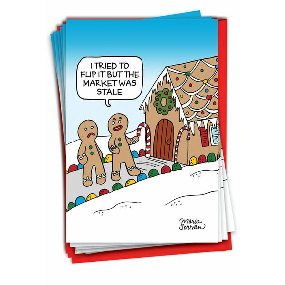 12 Funny Christmas Cards Pack (1 Design, 12 Cards) - Stale Market B1188