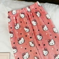 thumbnail image 4 of Pantalones de pijama de Hello Kitty con estampado completo de gato, pantalones de pijama de franela para dormir, pantalones navideños para el hogar, 2XL,color4,L, 4 of 7