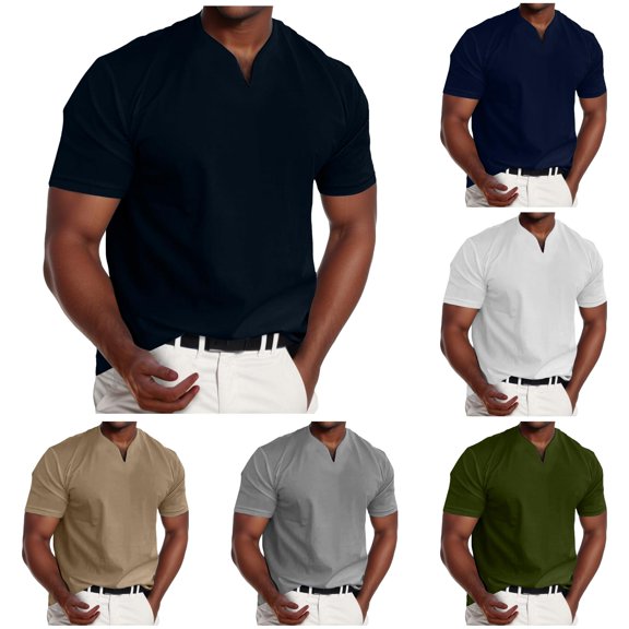 Gunia Big And Tall T Shirts For Men Muscle V Neck Shirts Slim Fit Shirt Short Sleeve T Shirts Casual Tee Tops T Shirts For Men Black 4Xl