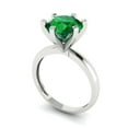 thumbnail image 2 of Solitaire Engagement Ring for Women - 3ct Simulated Emerald in 18K White Gold Promise Ring, 2 of 6