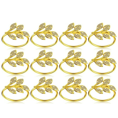 

Napkin Rings 12 Leaf Napkin Ring Holders Bridal Napkins Rings Glossy Napkin Holder Adornment for Christmas