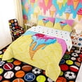 thumbnail image 3 of Erosebridal Ice Cream Baseball Full Size Comforter Sets, Cute Sport Bedding Sets for Girls, Polka Dots Reversible 3pcs, 1 Comforter and 2 Pillowcases, 3 of 6