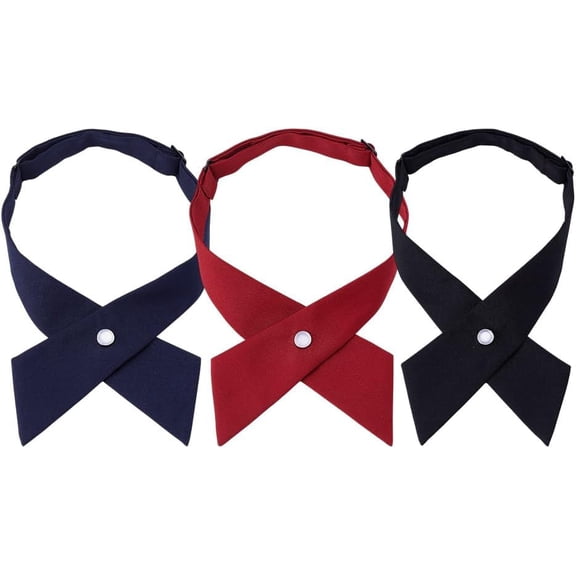 3Pcs Criss-Tie for Women Adjustable Uniform Ties Necktie Accessories Pre-Tied Tie Supplies 3 Colors for Women Students School Uniform Shirt Cosplay Prom Decoration