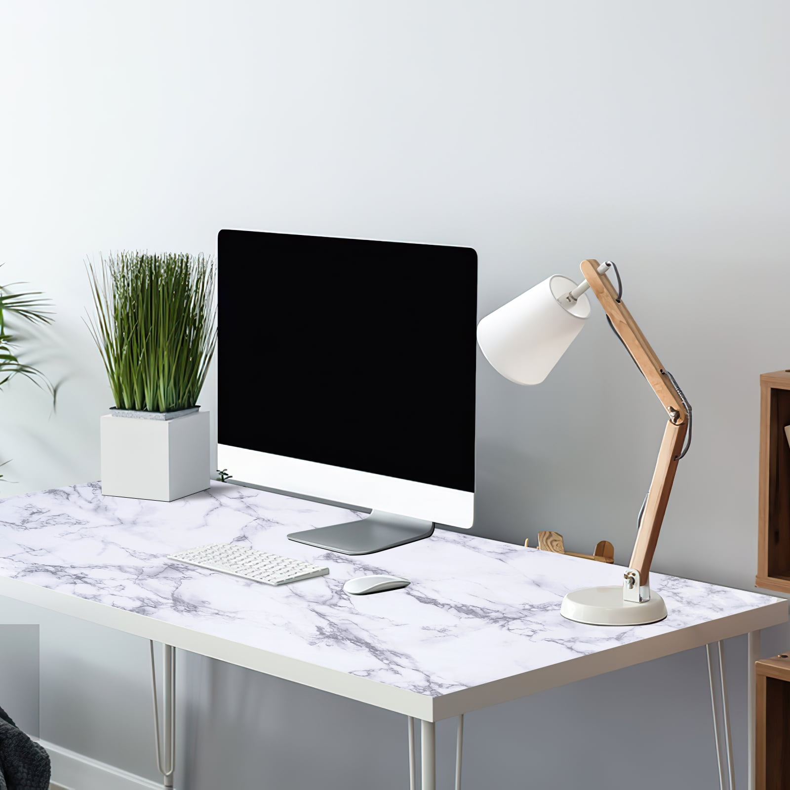 Arthome Marble Paper,23.6x200 inch Self Adhesive Wallpaper Waterproof Gloss PVC Vinyl, Oil Proof,White/Gray Granite Paper,Marble Vinyl Paper for Furniture Cover Surface,Countertop,Kitchen,Shelf Liner