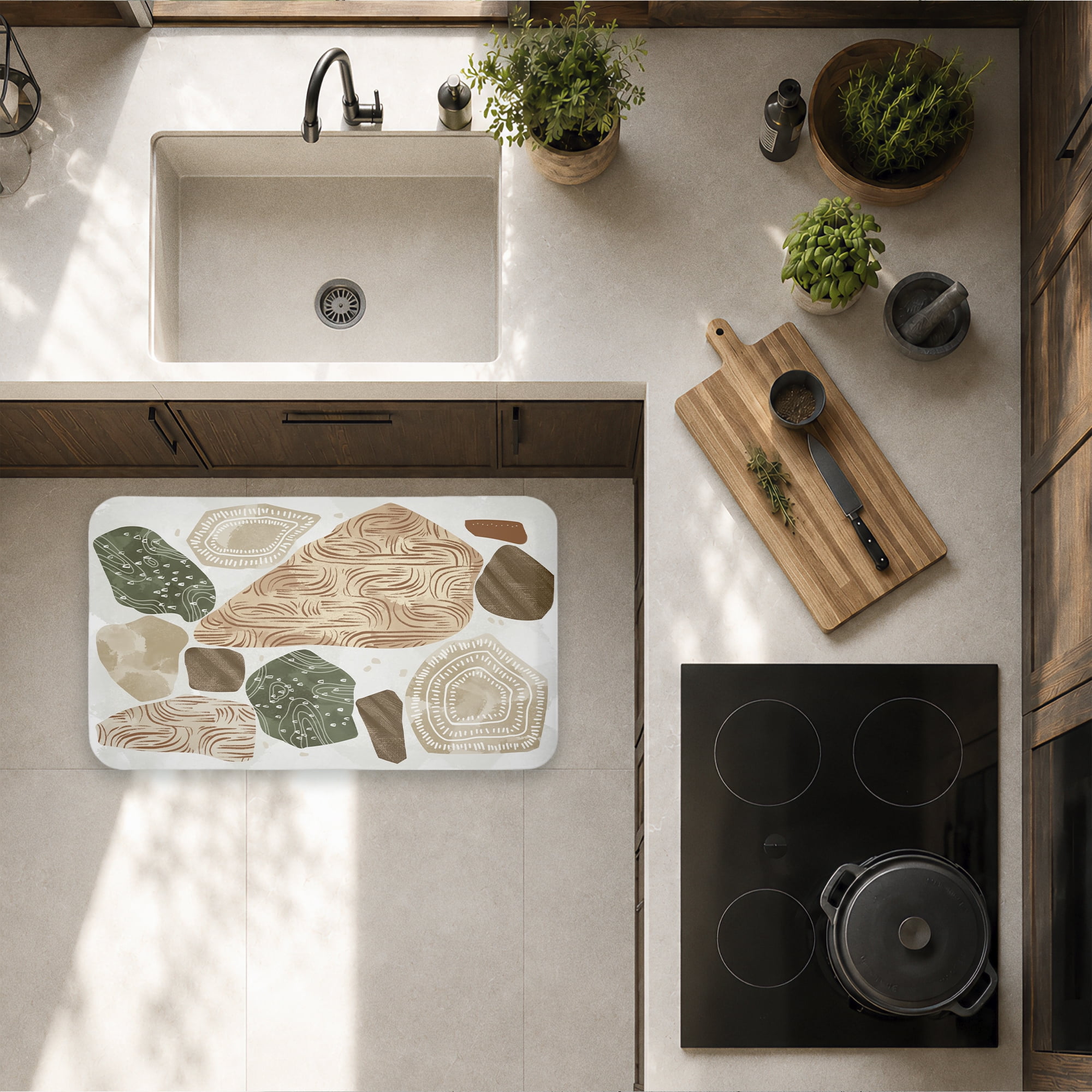 Stupell Industries Earthy Stones Pattern Printed Anti-Fatigue Floor Mat, design by Ziwei Li