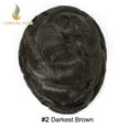 thumbnail image 2 of Lyricalhair French Lace Toupee for Men Hairpieces Mens Toupee Human Hair Replacement System Bleached Knots Lace with Poly Hair Wig Units 7"X9" #2 Darkest Brown, 2 of 5