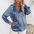 thumbnail image 6 of BLVB Satin Button down Shirts for Women Long Sleeve Lapel Office Work Blouses Casual Loose Business Silk Tunic Tops, 6 of 6