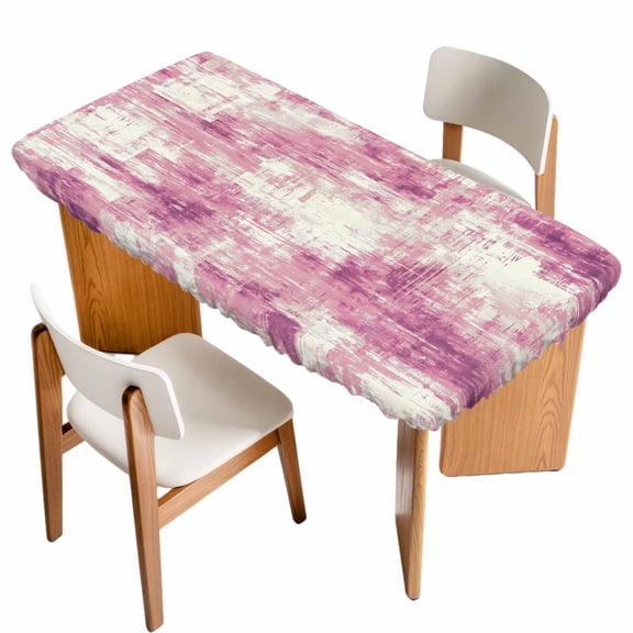 Pink Ombre Table Cloths for 4 Foot Rectangle Tables, Gradient Abstract Art Vintage Patio Waterproof Elastic Fitted Tablecloths, Washable Rectangular Table Cover for Camping