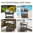 thumbnail image 5 of Kinbor Outdoor Wicker Side Table – Roud Patio End Table with Tempered Glass Top, Rubber Suction Pads & Storage Shelf, All-Weather Rattan Coffee Table for Balcony, Porch, Deck, Garden, Easy Assembly, 5 of 8