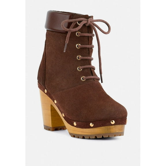MAAYA Brown Handcrafted Collared Suede Boot