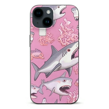 ONETECH CASETiFY Clear iPhone 14 Case [Not Yellowing / 6.6ft Drop Protection/Compatible with Magsafe] - Pink Sharks