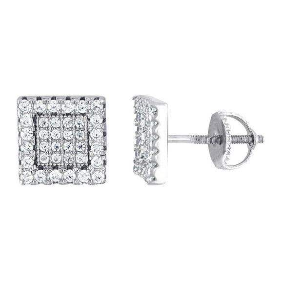925 Sterling Silver Womens Moissanite 0.53ct Square Stud Earrings 8.6x8.6mm Wide Stud Earring for Women