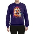 thumbnail image 2 of Wild Bobby, Tiger Growling Colorful Trippy Tie Dye Animal Lover Unisex Crewneck Graphic Sweatshirt, Purple, X-Large, 2 of 3