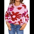 thumbnail image 2 of Suéter de Flores, Cuello Redondo, , Informal, de Larga, para Otoño e Invierno, de Punto. Rosa S, 2 of 10