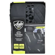 Auto Drive Black, Faux Leather, Black Leopard, Automotive Seat Covers , 2 Pack