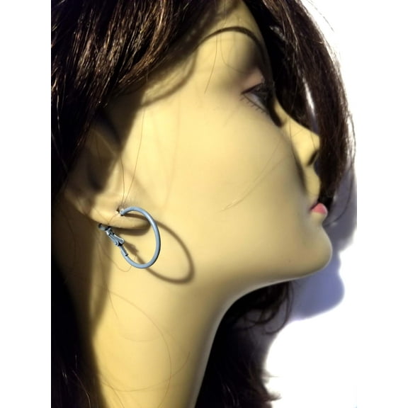 Small Gray Hoop Earrings 1 inch Hoop Earrings Simple Thin Hoops