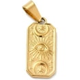 thumbnail image 1 of Colgante rectangular de acero inoxidable 304 con diseño de luna, estrella y ojo, chapado al vacío PVD, con cierre de presión de acero inoxidable 201. Color dorado., 1 of 3