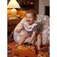 thumbnail image 6 of RUINIXCW Newborn Baby Girl Halloween Outfit Waffled Striped Bubble Romper Letter Ghost Pumpkin Embroidery Print Short Sleeve Smocked Bodysuits Jumpsuits, 6 of 9