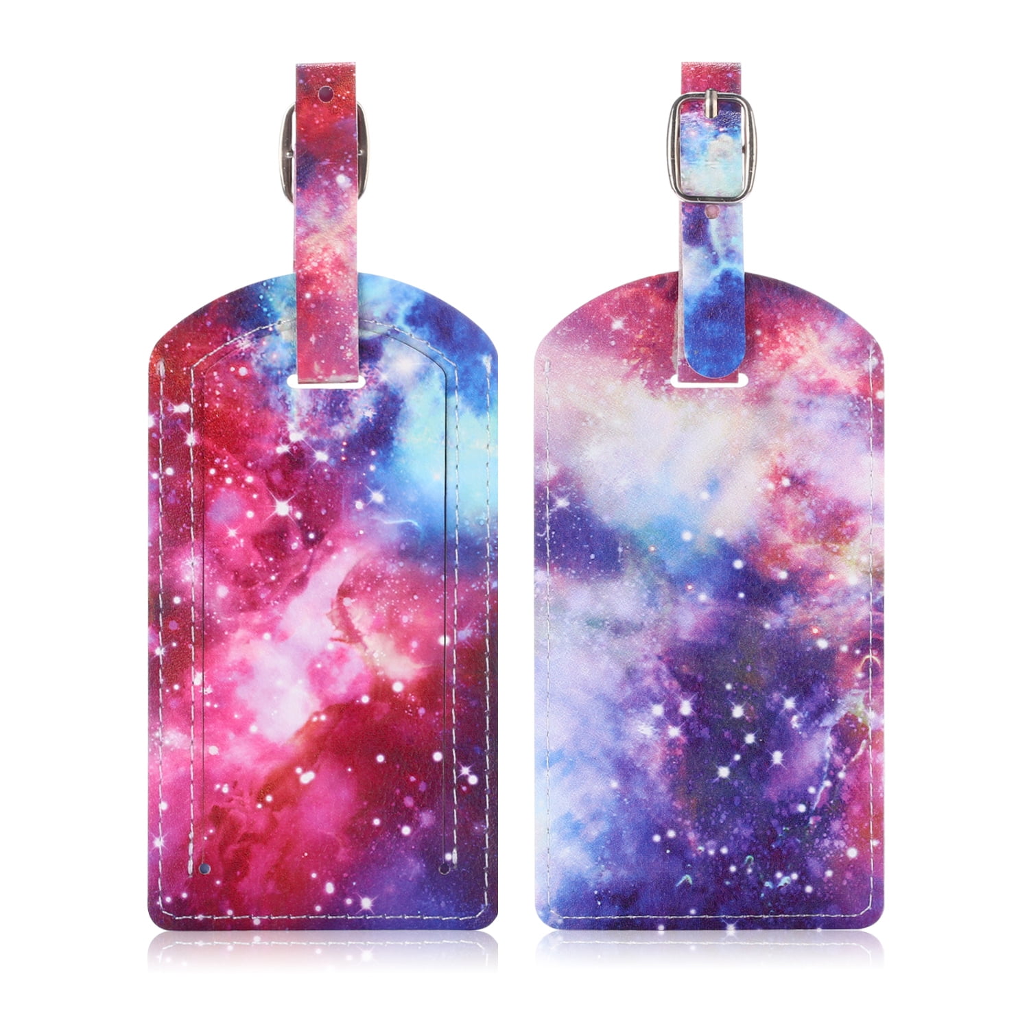 Space Galaxy Leather Luggage Tags Baggage Bag Instrument Tag Travel Labels Accessories with Privacy Cover