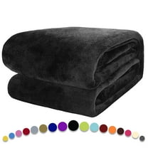 Howarmer Black Fuzzy Bed Blanket, Throw Size Soft Flannel Fleece Blankets, All Season Lightweight Warm Bed Throws, 50 x 60 Inch