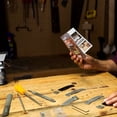 thumbnail image 6 of Man Crates Folding Knife Making Kit, Includes Blade, Linen Micarta Handle Scales, Vise, File for Father's Day Gifts, 6 of 6