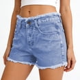 thumbnail image 3 of Zedker Jean Shorts for Women High Waisted Trendy Causal Summer Fold Hem Stretchy Long Denim Shorts 7 Inch Inseam Size S-XXL, 3 of 6